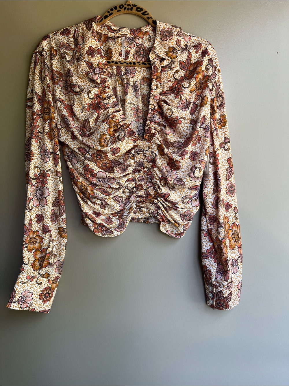 Free People Floral Ruched Top sz M